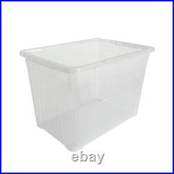 80l Plastic Storage Boxes Clip On LID Transparent Clear LID Home Storage