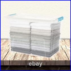 80l Plastic Storage Boxes Clip On LID Transparent Clear LID Home Storage