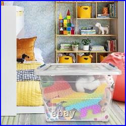 80l Plastic Storage Boxes Clip On LID Transparent Clear LID Home Storage