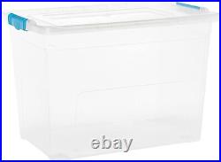 80l Plastic Storage Boxes Litre Boxes Clip On Lids Transparent Boxes Clear LID
