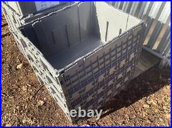 8 XL HEAVY DUTY PLASTIC STORAGE CRATE Folding lid stacking