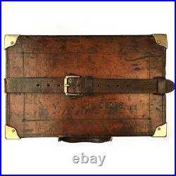 A Fine Large Antique Leather & Oak Cartridge Case / Box Storage Shooting Hunting