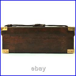 A Fine Large Antique Leather & Oak Cartridge Case / Box Storage Shooting Hunting