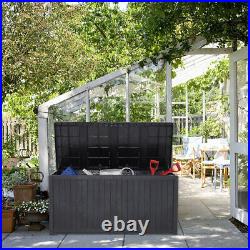 AllBlack 430L Garden Storage Chest Cushion Box Waterproof Outdoor Deck Case Shed