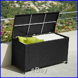 Aluminium rattan cushion box garden storage chest large patio trunk with lid