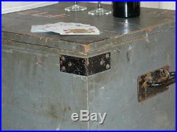 Antique GPO General Post Office Large Grey Trunk Storage Chest Box Coffee Table