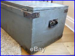 Antique GPO General Post Office Large Grey Trunk Storage Chest Box Coffee Table