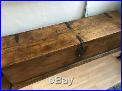 Antique Large 63 Long Chest Trunk Ottoman Storage Box Coffee Table C1880