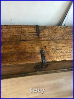 Antique Large 63 Long Chest Trunk Ottoman Storage Box Coffee Table C1880