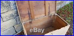 Antique Large Victorian Pitch Pine Blanket Box Coffer Chest Storage Coffee Table