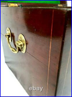 Antique Mahogany Large Coin Collectors Box / Storage Cabinet / Removable Trays
