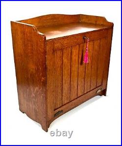 Antique Wooden Oak Large Tabletop Stationary Box / Cabinet / Storage Unit & Key