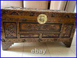 Authentic Made In China Chinese Dark Brown Large Chest/trunk Storage Box