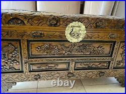 Authentic Made In China Chinese Dark Brown Large Chest/trunk Storage Box