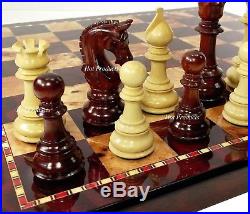 BUD ROSEWOOD Large Staunton LUXURY Chess Set Cherry Color Board Flat Storage Box