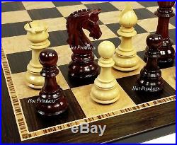 BUD ROSEWOOD Large Staunton LUXURY Chess Set Ebony Board Flat Storage Box