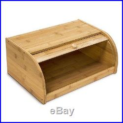 Bamboo Bread Bin with Rolling Lid Kitchen Food Loaf Storage Canister Box Large