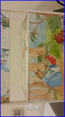 Beatrix potter hand painted Childrens toy box Large Book Clothes Storage Chest