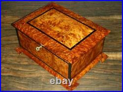 Big Wooden Jewelry Box, Thuya Wood Box With Two Storage Level, Large Jewelry Box
