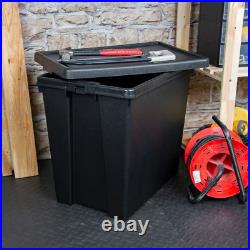 Black Heavy Duty Recycled Plastic Storage Boxes With Lids Commercial Containers