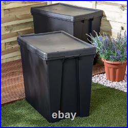 Black Heavy Duty Recycled Plastic Storage Boxes With Lids Commercial Containers