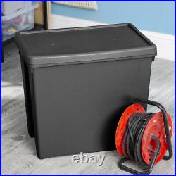 Black Heavy Duty Recycled Storage Containers with Lid Stackable Plastic Boxes UK