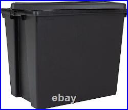 Black Heavy Duty Recycled Storage Containers with Lid Stackable Plastic Boxes UK