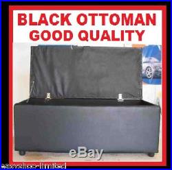 Black Leather Ottoman Storage Blanket Box Toy Box Large Footstool Pouffe