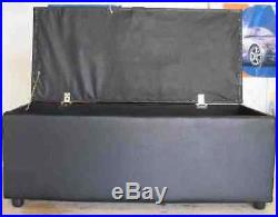 Black Leather Ottoman Storage Blanket Box Toy Box Large Footstool Pouffe