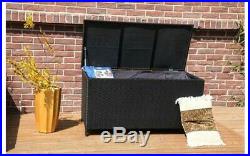 Black Rattan Storage Box Outdoor Plastic Garden Chest Patio Waterproof Container