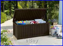 Brown Keter Extra Large Garden Plastic Outdoor Storage Box Chest Cupboard Tools