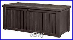 Brown Keter Extra Large Garden Plastic Outdoor Storage Box Chest Cupboard Tools