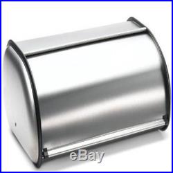 Brushed Stainless Steel Rolltop Kitchen Bread Box Bin Storage large size
