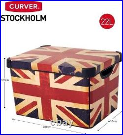 CURVER Deco Stockholm Large Lidded Storage Box Union Jack Design 22L