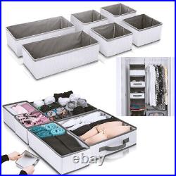 Canvas Storage Box Wardrobe Organiser Drawer Organiser Socks Ties Tidy 6 Section