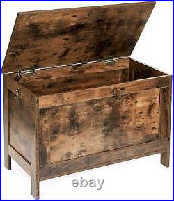 Childrens Toy Box Wooden Rustic Brown Large Chest Lid Kids Storage Bench Retro