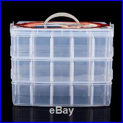 Clear Compartment Box Transparent Plastic Storage 3 Layer Divider Large Craft