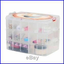 Clear Compartment Box Transparent Plastic Storage 3 Layer Divider Large Craft