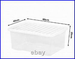 Clear Plastic Storage 4L 80L Box Boxes With Lids UK Home Office Stackable