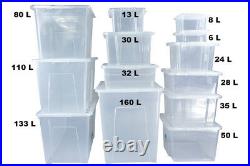 Clear Plastic Storage Boxes With Black Lids Home Office Stackable Strong Quality