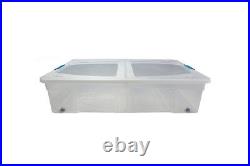 Clear Plastic Storage Boxes With Clips Large Strong Containers Wheels Office