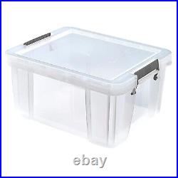 Clear Reinforced Base Stackable & Nestable Large Storage Containers With Lids