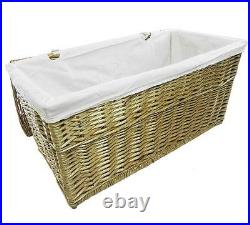 Country Pine Oak Wicker Baby Nursery Storage Basket Chest Trunk Toy Blanket Box