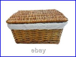 Country Pine Oak Wicker Baby Nursery Storage Basket Chest Trunk Toy Blanket Box