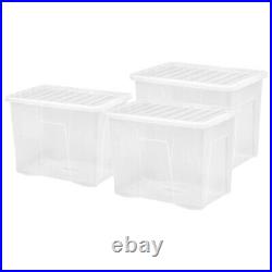 Crystal Clear Large Spacious Transparent 80 Litre Home Office Storage Containers