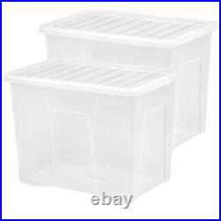 Crystal Clear Large Spacious Transparent 80 Litre Home Office Storage Containers