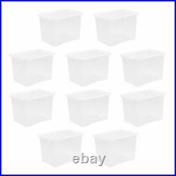 Crystal Clear Plastic Storage Box 80L with Lid Stackable Multi-Use Containers UK