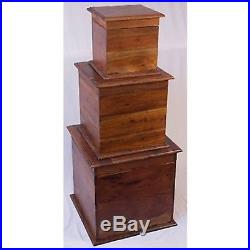 Cube Boxes Storage Chests Trunks Side Lamp Table Toy Box Solid Acacia Wood