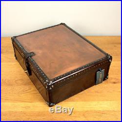 Culinary Concepts Large Panama Cigar Leather Copper Top Storage Box