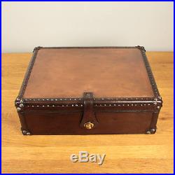 Culinary Concepts Large Panama Cigar Leather Copper Top Storage Box